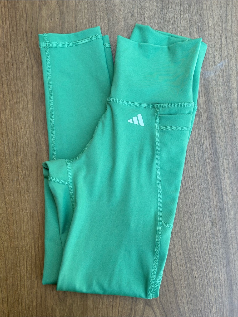 adidas Kids Green Athletic Leggings with Side Pocket
